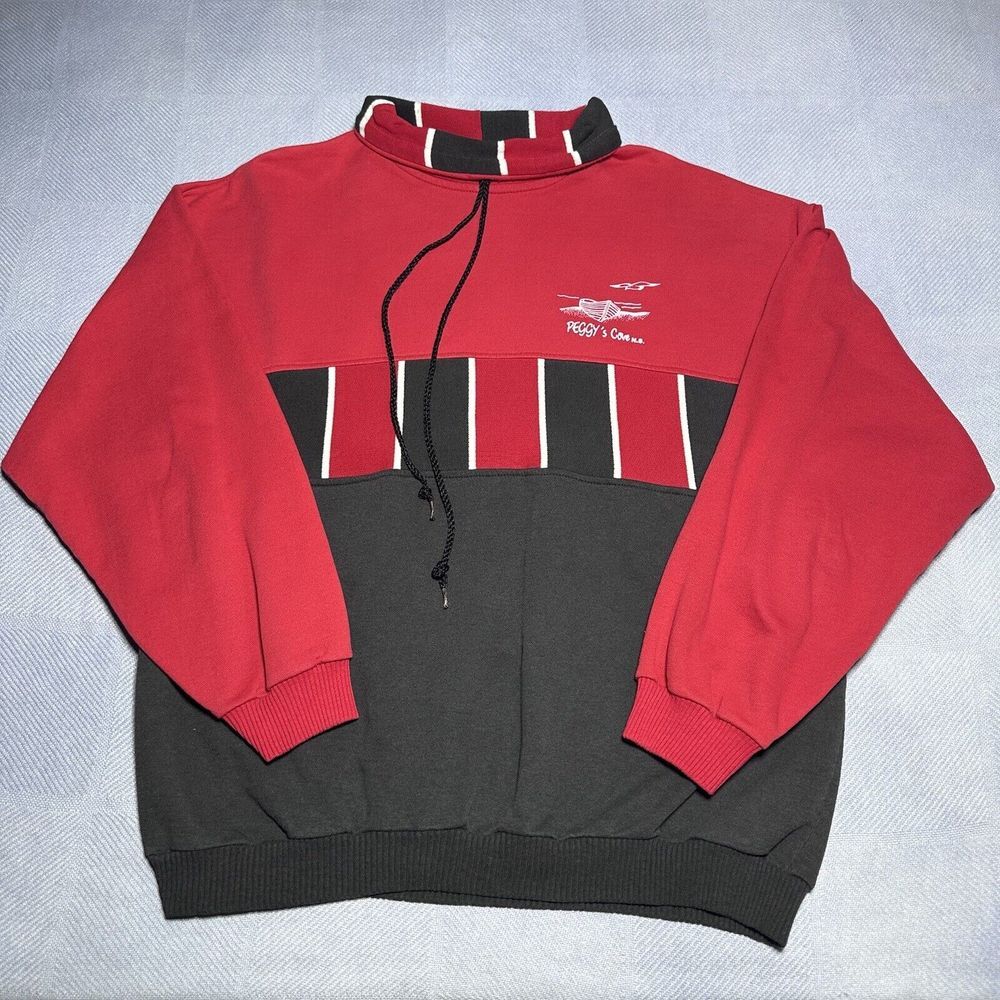 Vintage 1990s Black Red Bulls Colorway Lightweight Mock‎ Neck Sweater Size Large